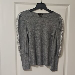 INC Gray Sweater with Silver Sequin Accents